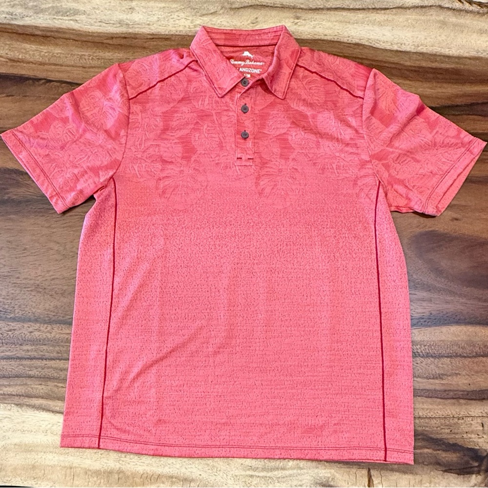Tommy Bahama coral Red Polo Shirt Classic Casual Fit - Medium